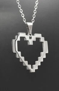 Minecraft - Art Herz Liebe Freunde Geschenk Edelstahl Kette Valentinstag C10A - Bild 1 von 5