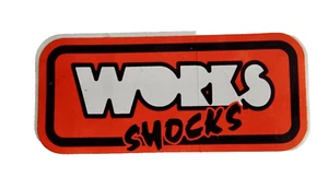 mOTORCYCLE CAR TRAILER WORKS SHOCKS NOS RETRO VINTAGE STICKER neocurio - Picture 1 of 4