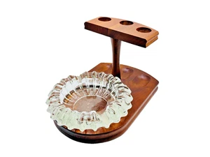 SOPORTE DE EXHIBICIÓN ANTIGUO VINTAGE PARA TRES (3) TUBOS CON CENICERO DE CRISTAL BONITO - Imagen 1 de 12