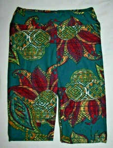 LuLaRoe L/XL Kids Leggings Red Orange Yellow Floral Print Blue-Green - Picture 1 of 1