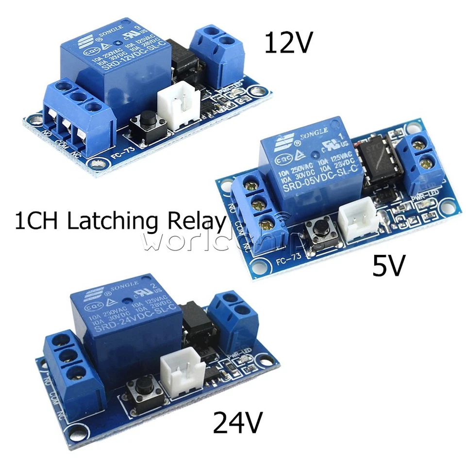 DC 5V/12V/24V 1 Channel Latching Relay Module Touch Bistable Switch MCU Line - Image 1 of 4