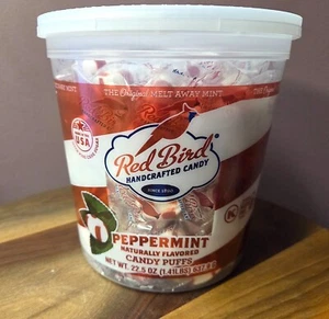 Red Bird Peppermint Candy Puffs 22.5 oz Tub Individually Wrapped Mints - Picture 1 of 4