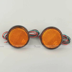 2x 24 LED Amber Motorcycle ATV Round Reflector Tail Brake Turn Signal Light Lamp - Picture 1 of 6
