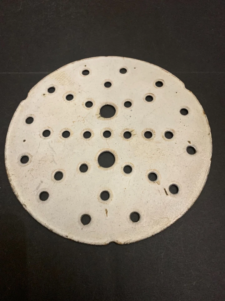 Antique Enamel White Disc Shaped Strainer 9.25 inches - Image 1 of 2