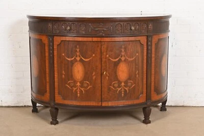 Baker Furniture French Regency Louis XVI Mahogany Demilune Console Table - Image 1 of 4