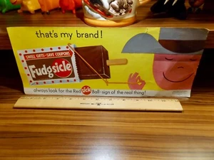 VINTAGE 1959 FUDGSICLE ADVERTISING COWBOY SIGN - Picture 1 of 10
