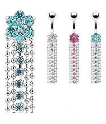 Borlas con cuentas de flores anillo ombligo de cristal, anillo ombligo, piercing sexy, Foto 1 de 4