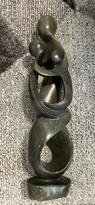 Charles Chaya 17" "Loving Family" Statue Carved Serpentine Zimbabwe Signed - Picture 1 of 6