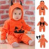 Newborn Infant Baby Boys Girls Halloween Pumpkin Romper Jumpsuit Hooded Outfits