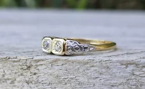 18ct Gold Vintage Diamond Toi et Moi Ring - Picture 1 of 13