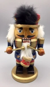 Nutcracker Wooden Toy Soldier with a Drum 6.5" tall Red and Blue Christmas Cute - Picture 1 of 10