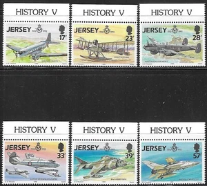 QE II ~ JERSEY ~ SET OF 6 WITH HISTORY V IN MARGIN ~ 75th ANNIV ROYAL AIR FORCE - Picture 1 of 1