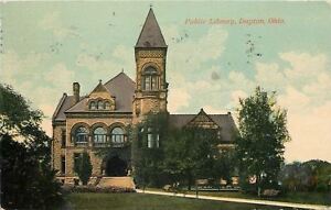 Dayton Ohio~Public Library~Tower~1915 Postcard