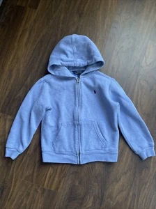 POLO Ralph Lauren Boys Light Blue Heavy Cotton Zip Up Hoodie Sweatshirt Size 6 - Picture 1 of 10