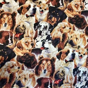 1/2 M Dogs Dalmatian Bulldog Husky Chihuahua Allover Cotton Quilting Fabric - Picture 1 of 2
