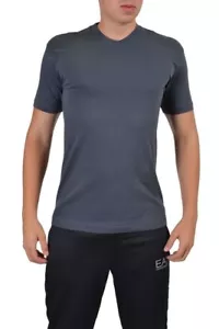 Emporio Armani Men's Gray V-Neck Short Sleeve T-Shirt US S IT 48 EU M - Picture 1 of 3