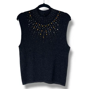Bestow Wear Sweater XL Beaded Jewel Embellished Sleeveless Sparkle Silk Blend - Picture 1 of 8