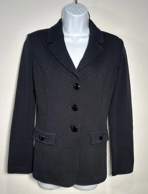 Chaqueta Blazer Tejida Santana Colección St John Para Mujer Talla 2 Botones Negros Foto 1 de 4