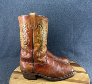 Vtg 1970s Texas Boot Company Native American Indian Leather Cowboy Boots Sz 11D - Picture 1 of 20