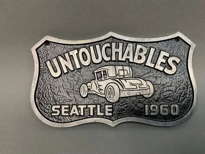 Vintage Rat Hot Rod Car Club Shield Plaque "UNTOUCHABLES" Seattle 1960 NICE! - Image 1 of 4