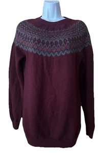 ICEWEAR Men’s 100% Merino Wool Icelandic Norwegian Burgundy Knit Sweater XL - Picture 1 of 17