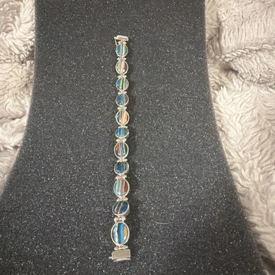 Jay King DTR Sterling Silver Turquoise CALSILICA Reversible Bracelet 7 3/4"   - Image 1 of 4