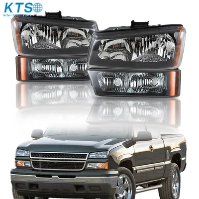 Headlights Replacement For Chevy Silverado 1500/2500/3500HD 2003-2006 Black - Image 1 of 4