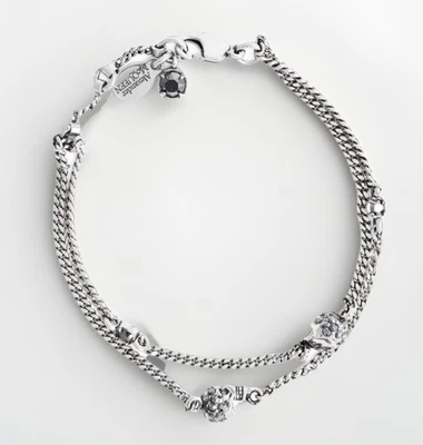 ALEXANDER McQUEEN💀Doble cadena Swarovski cristal calavera encanto pulsera Foto 1 de 4