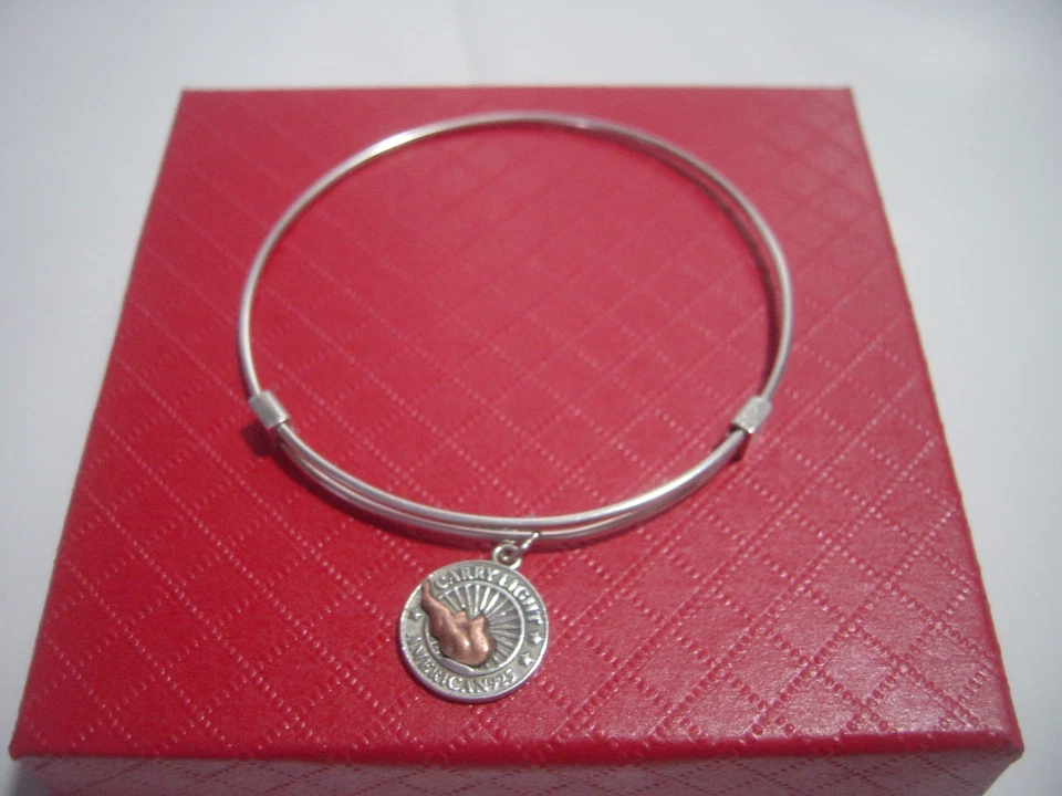 excelente pulseira de prata esterlina sólida - colecionável - alex e ani - luz de transporte - 6,5-8" - Imagem 1 de 4