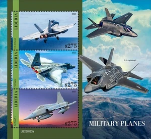 Liberia - Aviones militares 2023, avispón, rapaz - Hoja de 3 sellos - LIB230133a - Imagen 1 de 1