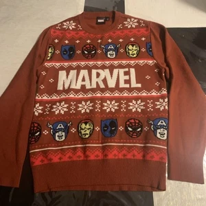 Marvel Ugly Christmas Sweater Spiderman Iron Man Avengers Kids Size Youth Large - Picture 1 of 3