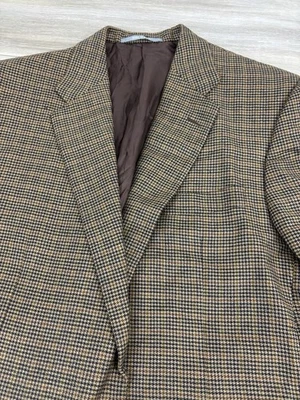 Abrigo deportivo Hickey Freeman Madison 44 largo 100 % cachemir marrón a cuadros Blazer Foto 1 de 4