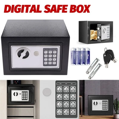 Small Electronic Safe Box Digital Steel Plate Mini Safe Box with Keys for Cash - Image 1 of 4