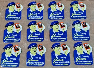 12X HARLEY-DAVIDSON OIL PORCELAIN ENAMEL SIGN BOARD SIZE 8"X6" INCHE SINGLE SIDE - Image 1 of 3