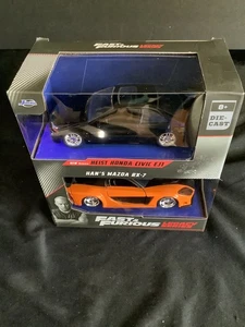 Jada Fast & Furious Legacy Series /Heist Honda Civic EJI & Hans Mazda RX-7-1/32 - Picture 1 of 7
