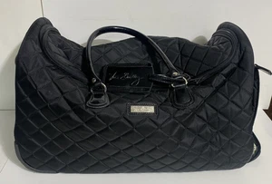 Vera Bradley Rolling Duffle Bag Solid Black Quilted Carry On Suitcase 20” Handle - Picture 1 of 8