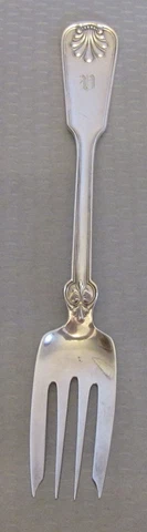 Tiffany & Co Sterling Silver Pat 1905 SHELL & THREAD Dessert Fork 6-7/8" mono Cover