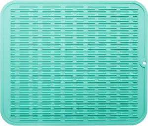 Tappetino Asciugapiatti Silicone per Banco Cucina Resistente al Calore Menta XXL 24X18 Pollici - Foto 1 di 8