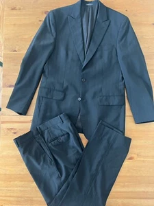 John Varvatos Mercer Wool Black Pinstripe Suit 40R - Picture 1 of 14