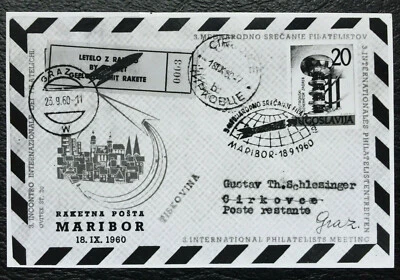 Foto erste amtl. Raketenpost Maribor 1960, Echtfoto Dr. Gewande Berlin - Bild 1 von 3