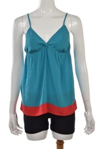 New Yumi Kim Womens Top Size S Blue Red Blouse Spaghetti Strap Silk Shirt NWT - Picture 1 of 6