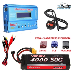iMAX B6 Lipo RC Car Charger with Venom LiPo Battery 11.1v 3S 4000mAh 80C Burst - Picture 1 of 9