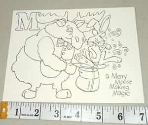 Current brand coloring card,M, Merry moose making Magic, blank, unused - Picture 1 of 5