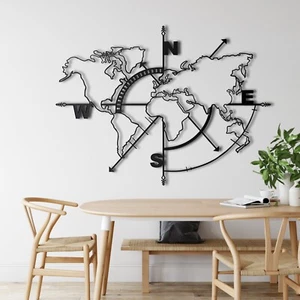 World Map Metal Wall Decor for Home and Outside - Wall Art Decor - Picture 1 of 4