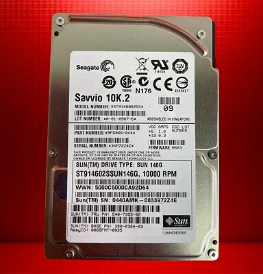 Seagate Savvio 146GB 10K 2.5" SAS 3Gb/s HDD ST9146802SS 9F6066 - Image 1 of 2