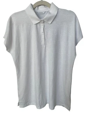Lady Hagen Eyelet Dolman Sleeve Golf Polo Shirt Womens XL White Poly Blend NEW - Image 1 of 4