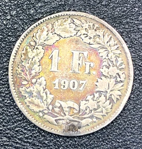 1907-B Switzerland Silver Franc Swiss Coin NICE! F+ LOW MINTAGE Only 800,000 - Picture 1 of 2
