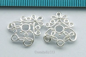 2x HELLE STERLINGSILBER BLUME KRONLEUCHTER VERBINDER OHRRINGE PERLE N313 - Bild 1 von 2