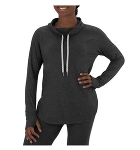 NWT Womens Members Mark Textured Pullover Funnel Neck Black Heather Size MEDIUM - Picture 1 of 8