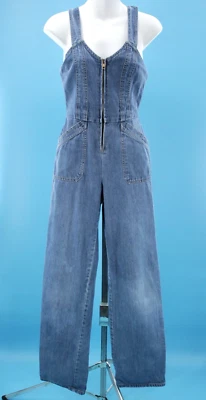 VTG Women's 70s Blue Denim Overalls Zip Front Jumpsuit Sz XS/S 1970s Foxmoor - Image 1 of 4